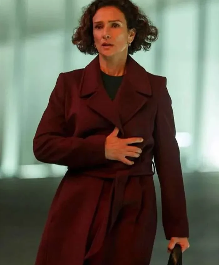 Indira Varma The Night Manager S02 Maroon Coat