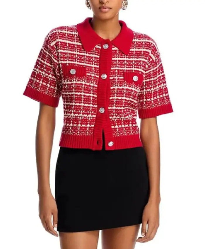 J’Adore Elizabeth Electric Bloom S01 Red Tweed Jacket For Sale