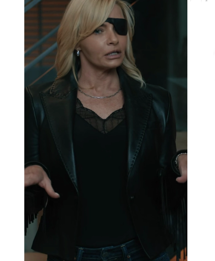 Jaime Pressly Elsbeth S03 Leather Fringe Blazer