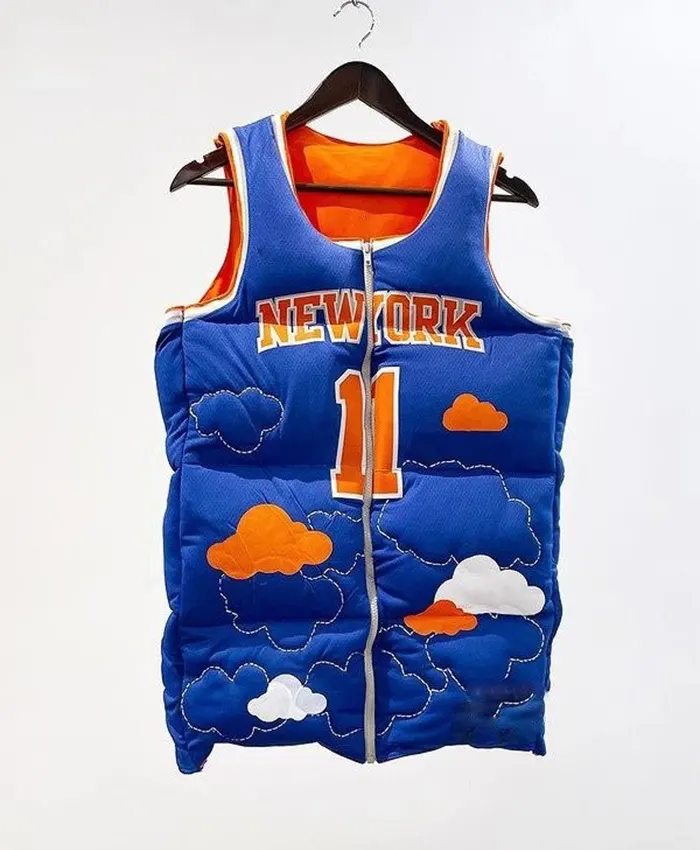 Jalen Brunson New York Knicks Blue Puffer Vest For Sale