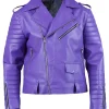 Jalen Hurts Purple Leather Biker Jacket