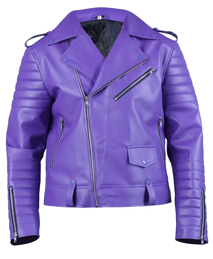 Jalen Hurts Purple Leather Biker Jacket
