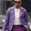 Jalen Hurts Purple Leather Biker Jacket
