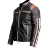 James Men’s Striped Cafe Racer Leather Jacket For Sale