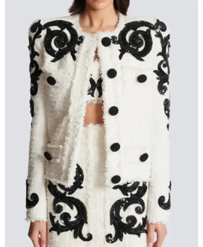 Jess Markowski Owning Manhattan S02 White Tweed Jacket For Sale