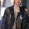 Jimin Who Song Black Leather Biker Jacket