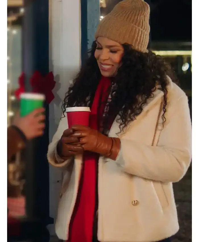 Jordin Sparks Merry Little Mistery White Sherpa Jacket For Sale