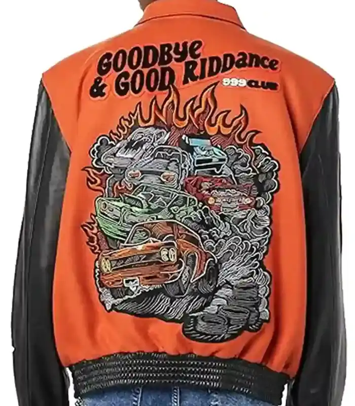 Juice Wrld Orange And Black Varsity Jacket