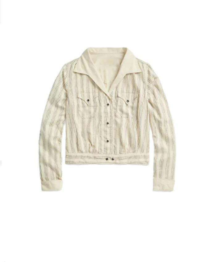 Katie Fleming Morris Heartland S19 White Striped Jacket For Sale