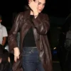 Kendall Jenner Brown Leather Coat