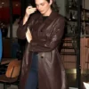 Kendall Jenner Brown Leather Coat For Sale