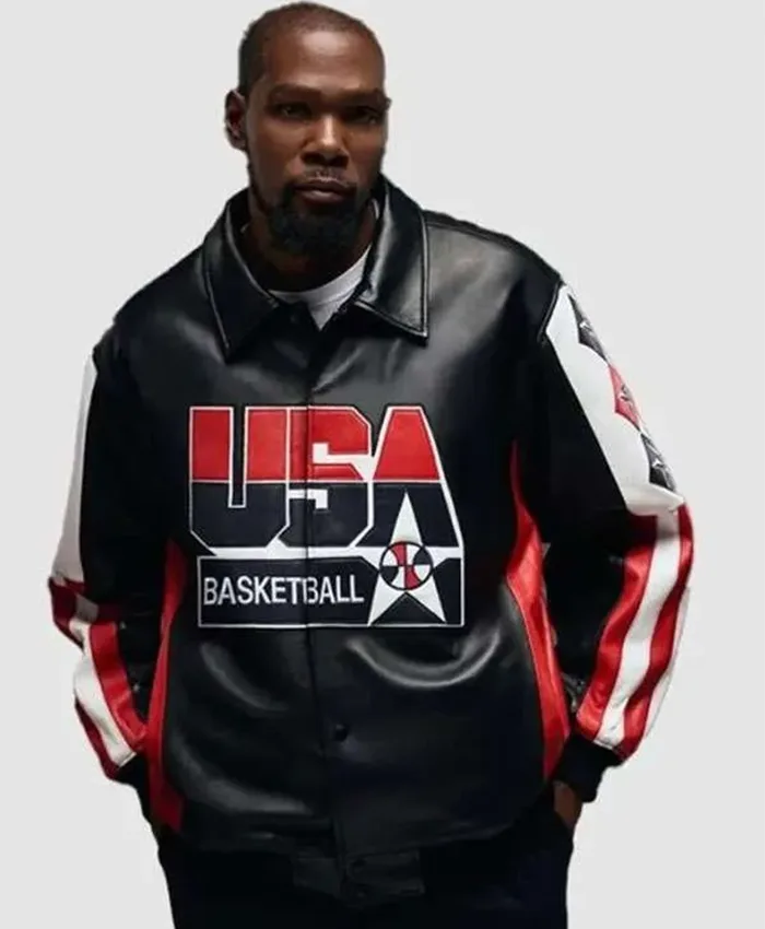 Kevin Durant Olympic Black Leather Jacket