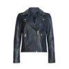 Kris Ripple S01 Black Leather Biker Jacket For Sale
