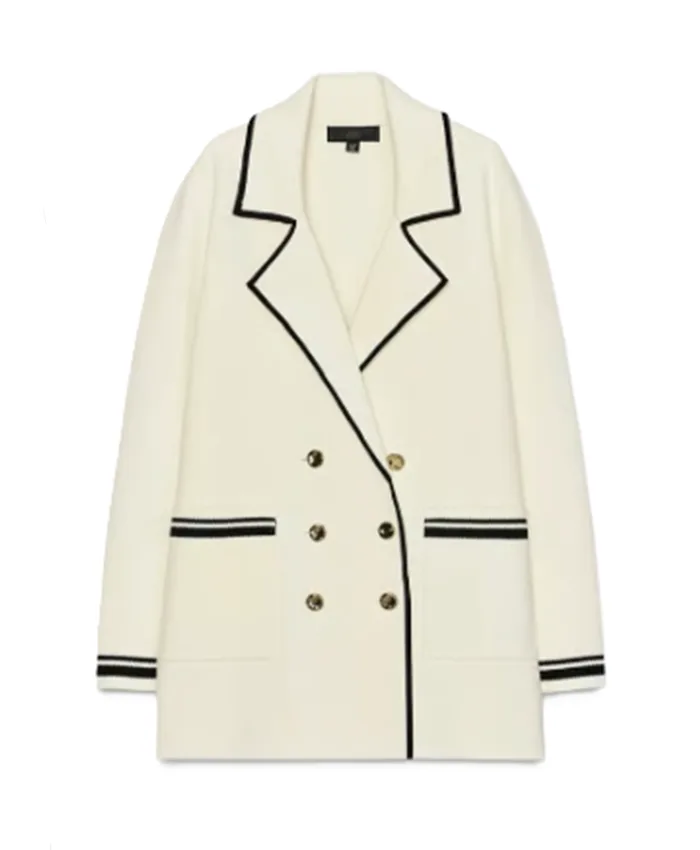 Kylee Evans Mistletoe Murders S02 White Knitted Blazer For Sale