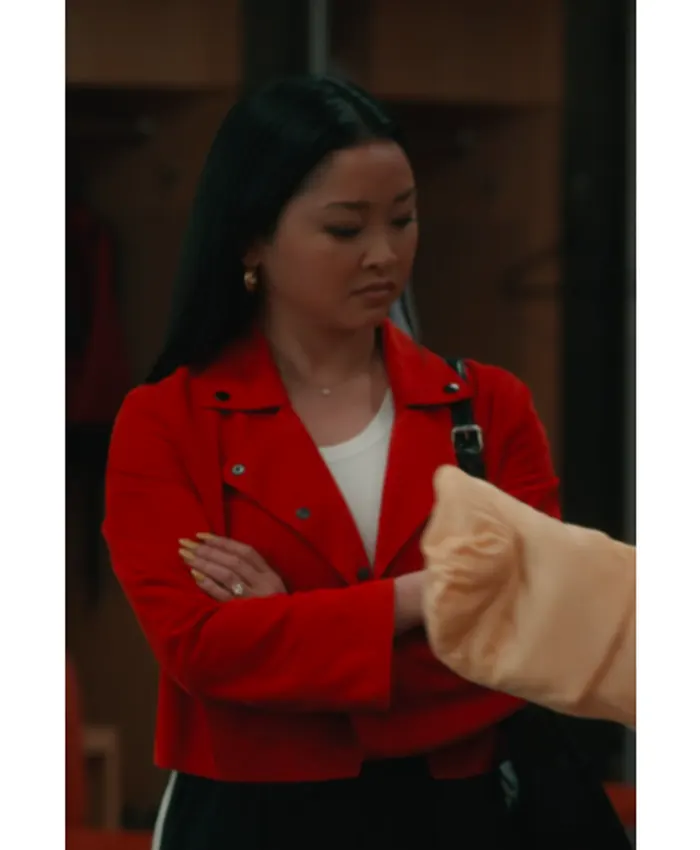Lana Condor Elsbeth S03 Red Cropped Jacket