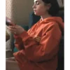 Lily Collins Emily In Paris S05 Orange Slogan Hoodie