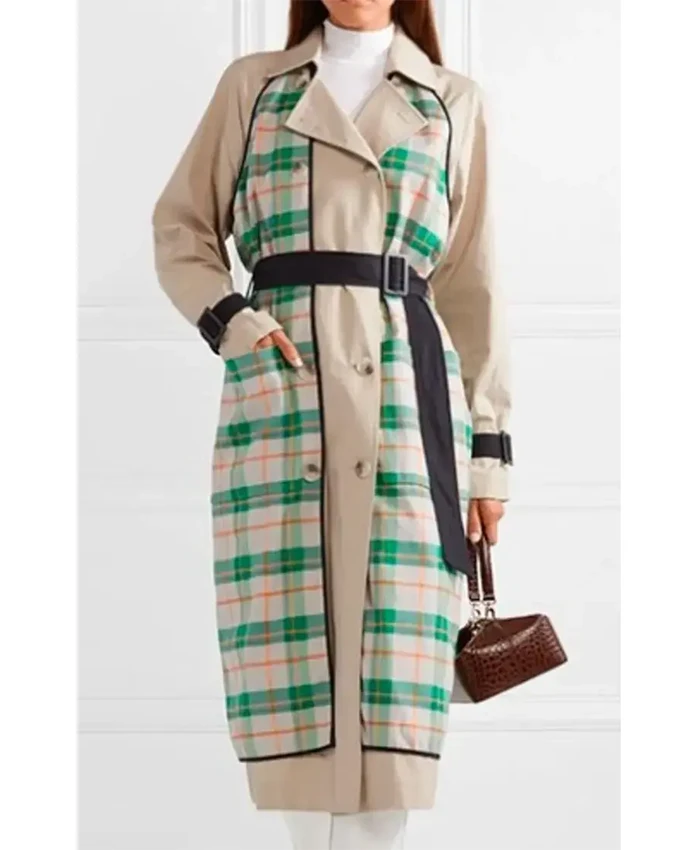 Lily Collins Emily In Paris S05 Plaid Trench Coat For Sale