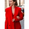 Lily Collins Emily In Paris S05 Red Long Coat