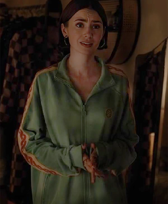 Lily Collins Emily in Paris S05 Green Track Jacket