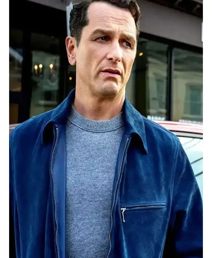 Matthew Rhys The Beast in Me S01 Blue Suede Jacket For Sale