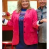 Melissa Peterman Finding Mr Christmas S02 Pink Suede Blazer