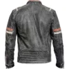 Men Retro Cafe Motorcycle Grey Leather Jacket For Sale