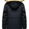 Men Warm Fur Inside Black Puffer Hooded Jacket For Sale