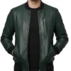 Mens Black Leather Bomber Jacket