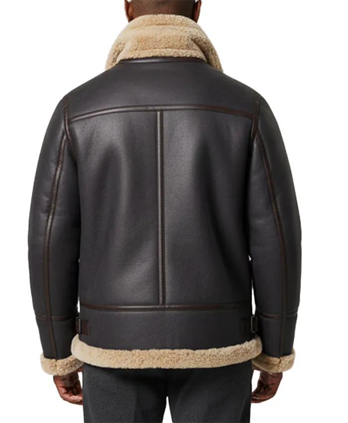 Mens Black Shearling Leather Jacket For Sale