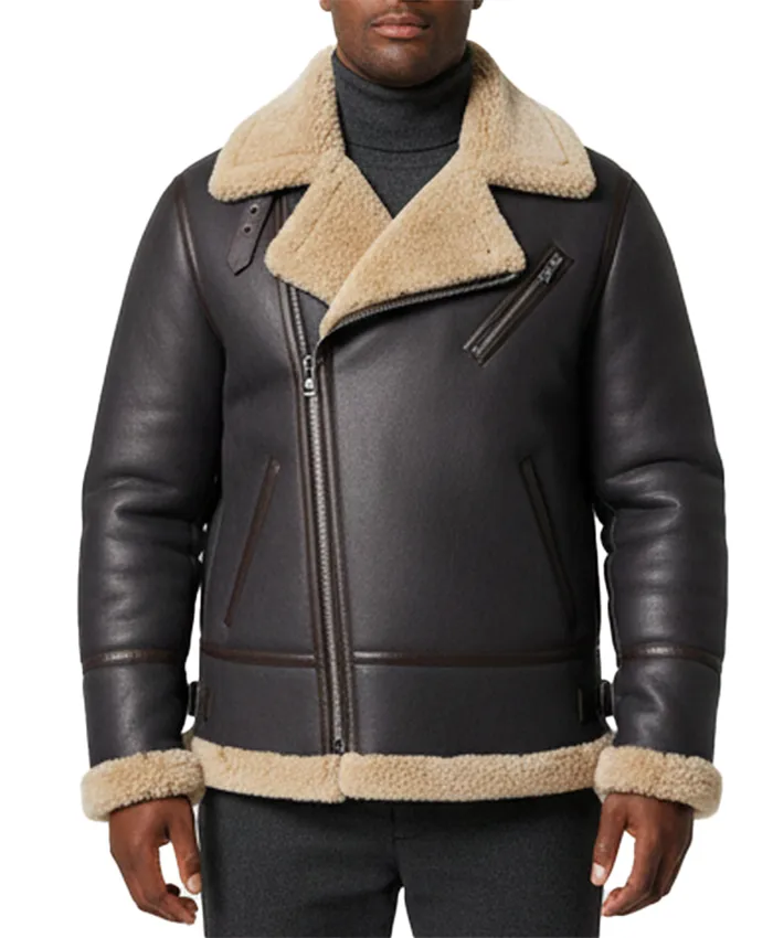 Mens Black Shearling Leather Jacket