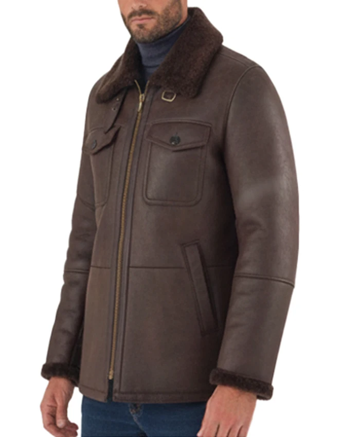 Mens Classic Shearling Leather Jacket