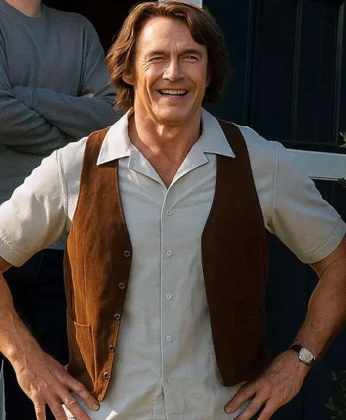 Mike Sardina Song Sung Blue Brown Leather Vest For Sale