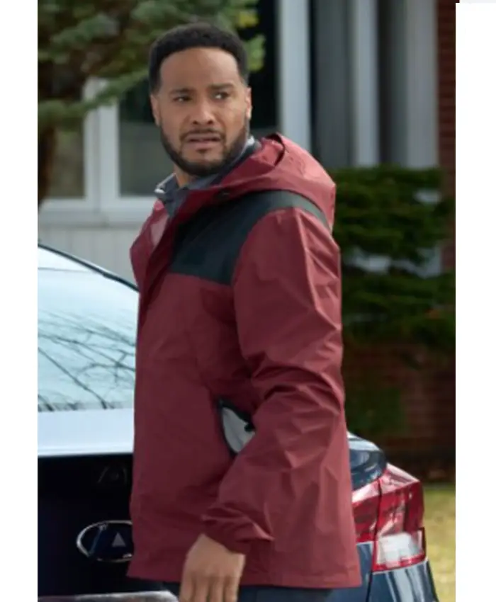 Mistletoe Murders S02 Maroon Black Rain Jacket