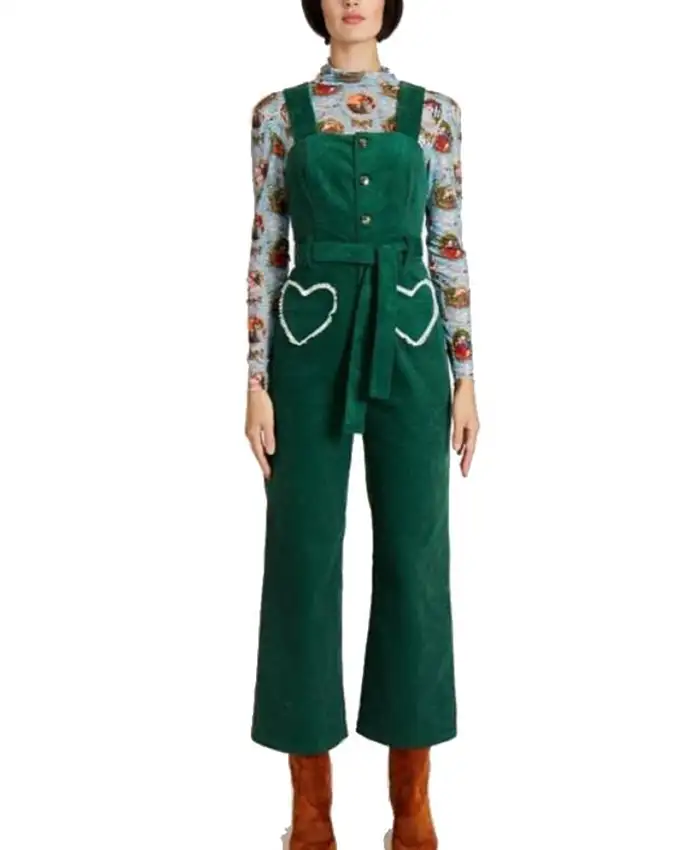 Molly Yeh Girl Meets Farm S15 Green Heart Pocket Jumpsuit For Sale