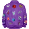 NBA Teams Collage Jeff Hamilton Purple Leather Jacket For Men and Women