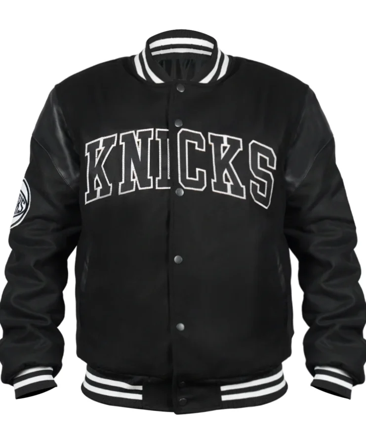 NY Knicks Clutch Hitter Black Varsity Jacket