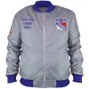 NY Rangers Team OG 2.0 Silver Satin Bomber Jacket