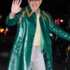 NYC Jeff Goldblum Green Leather Coat For Sale