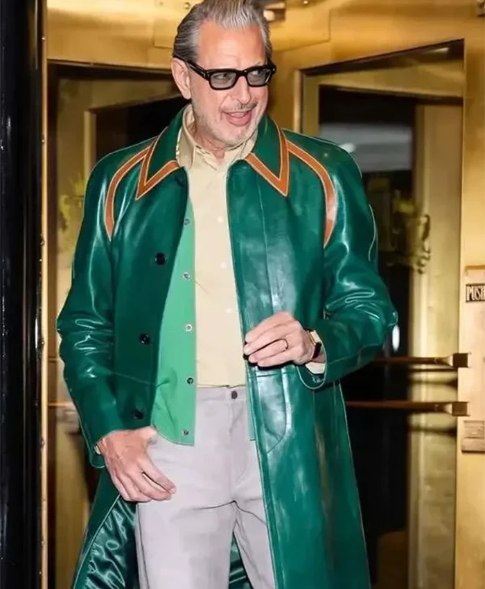 NYC Jeff Goldblum Green Leather Coat