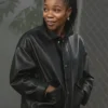 Naomi Ackie Clayface Black Leather Jacket