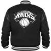 New York Knicks Clutch Hitter Full-Snap Varsity Black Wool Jacket