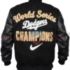 Nike Dodgers World Series Black Letterman Jacket Back