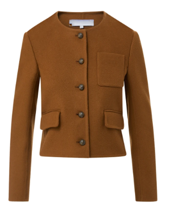 Nina Hobbs Mayor of Kingstown S04 Collarless Wool Jacket For Sale