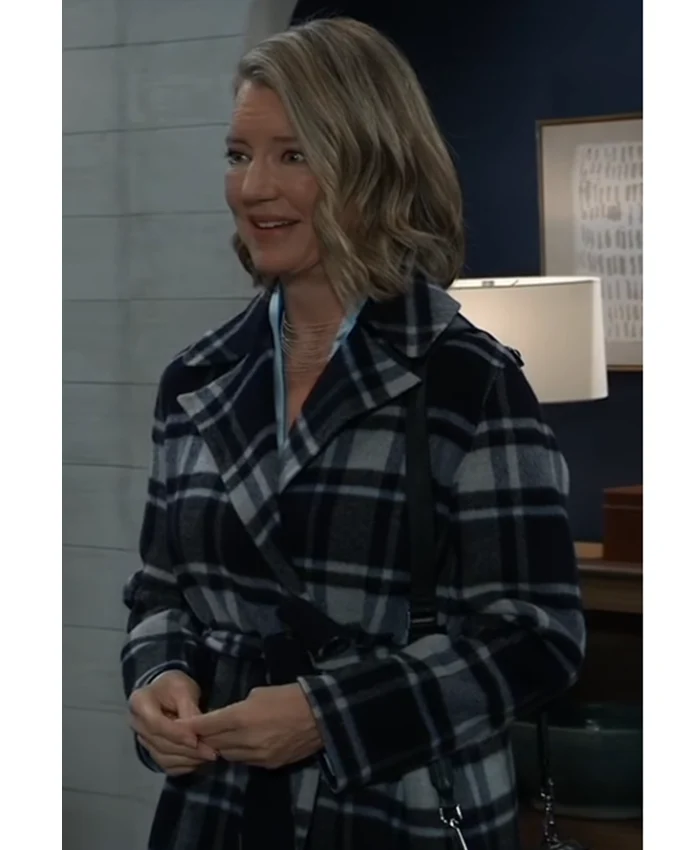 Nina Reeves General Hospital Black Plaid Coat