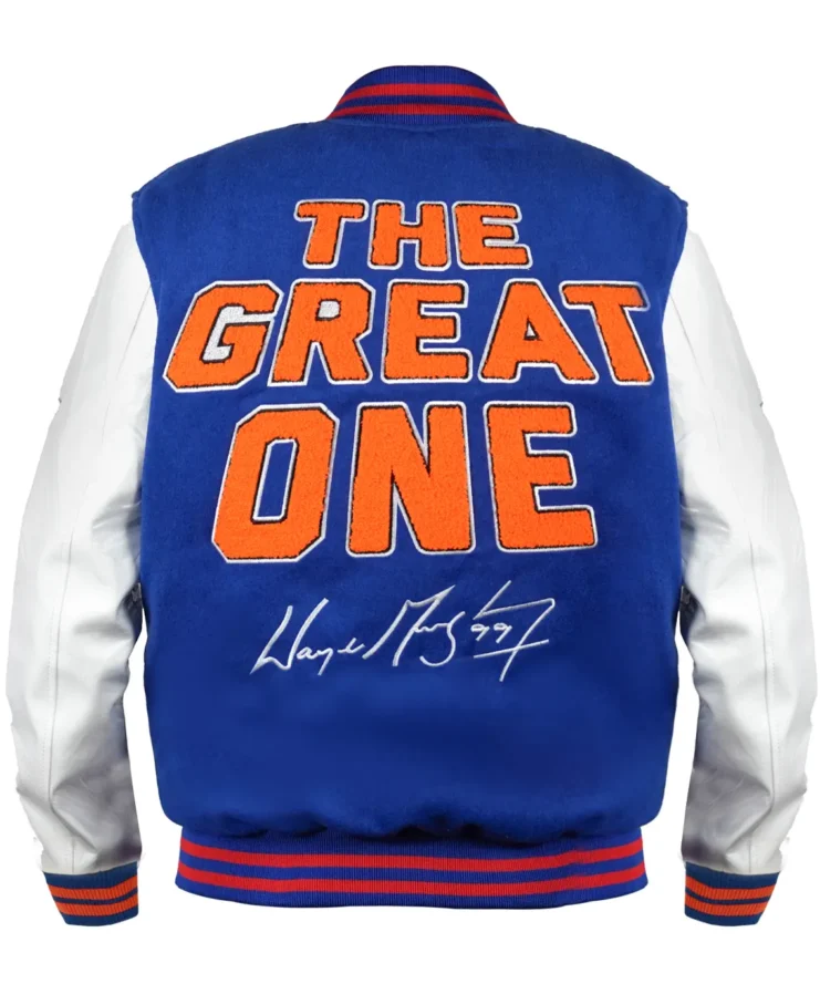 OVO The Great One Blue And White Wayne Gretzky Varsity Jacket
