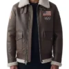 Olympics 2026 Team USA Brown Leather Jacket For Sale