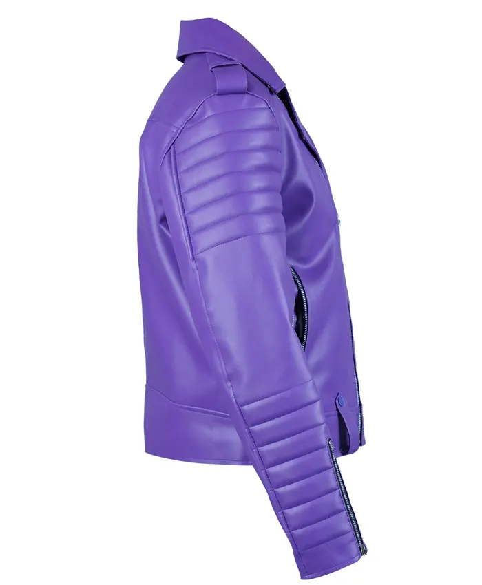 Philadelphia Eagles Quarterback Jalen Hurts Purple Biker Jacket