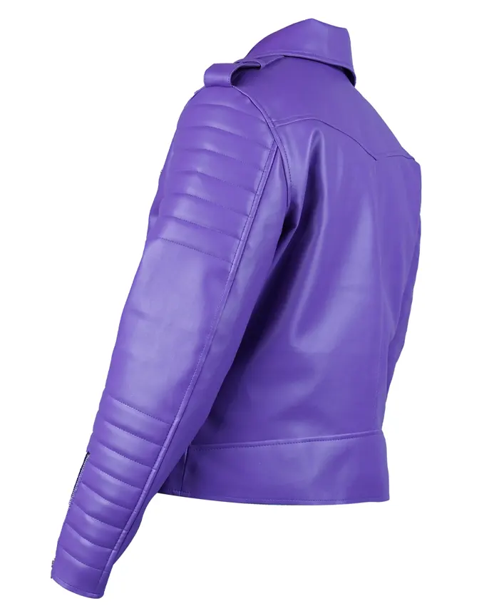 Philadelphia Eagles Quarterback Jalen Hurts Purple Leather Jacket