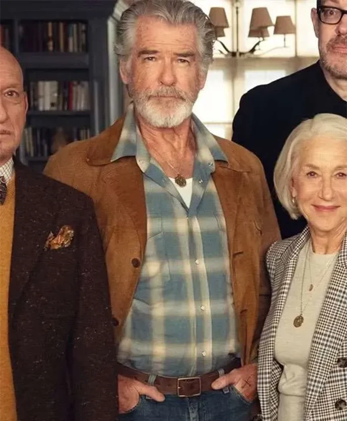 Pierce Brosnan The Thursday Murder Club Brown Jacket