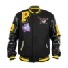 Pittsburgh Pirates Logo Mash Up Black Varsity Jacket
